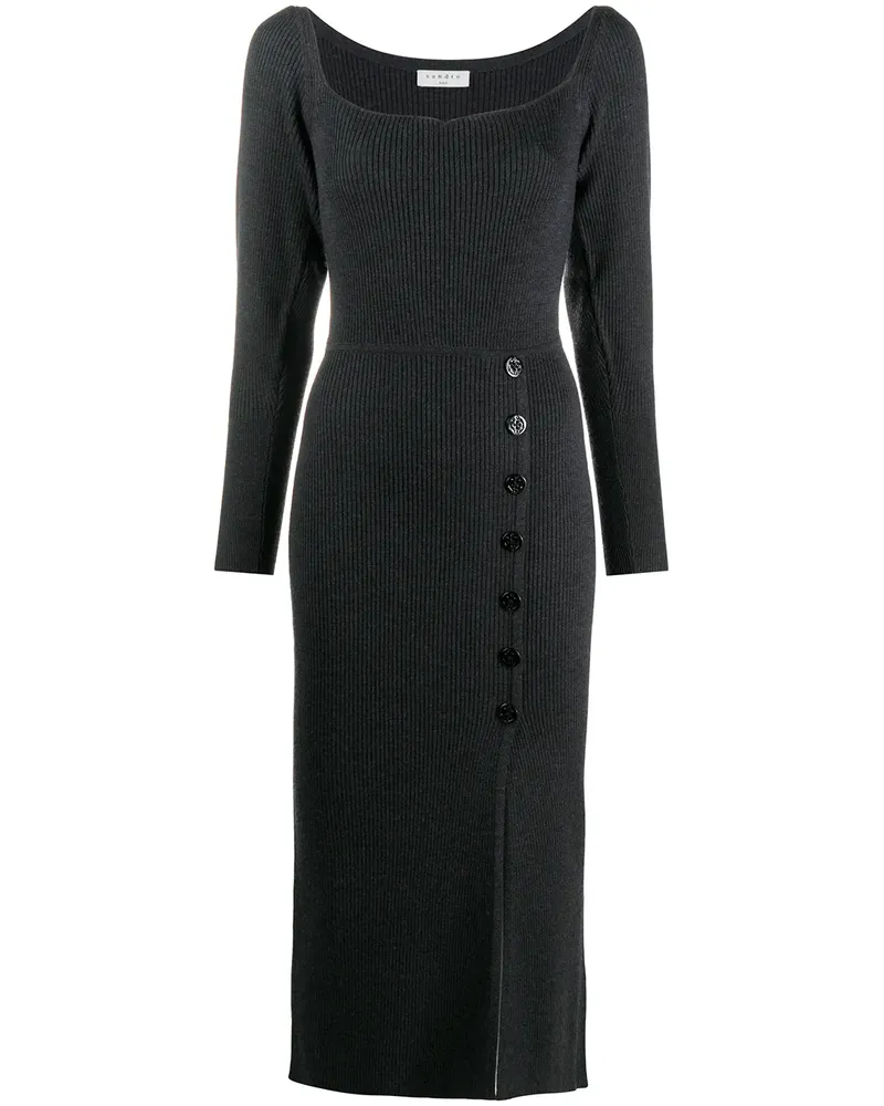 Sandro Geripptes Strickkleid - Grau Grau