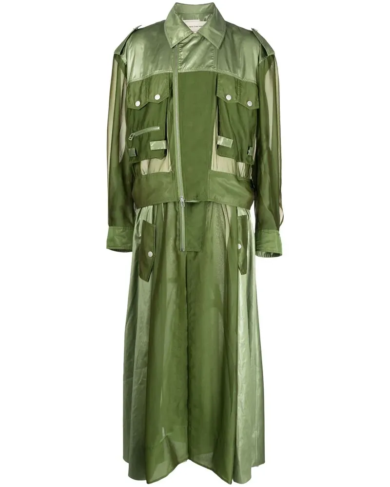 Feng Chen Wang Jacke mit semi-transparenten Einsätzen - Grün Grün