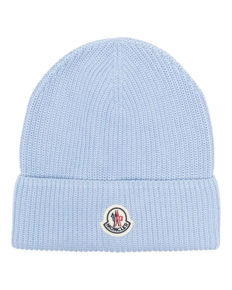 Moncler Gestrickte Beanie - Blau Blau