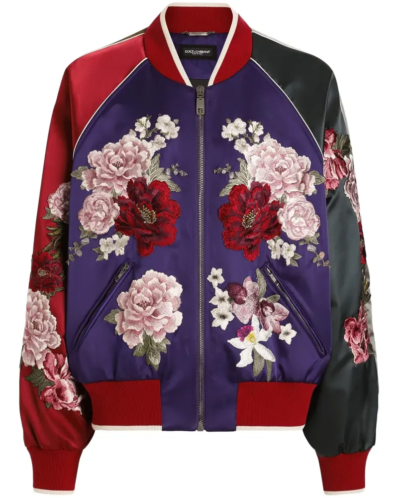 Dolce & Gabbana Bomberjacke mit Rosen-Print - Violett Violett