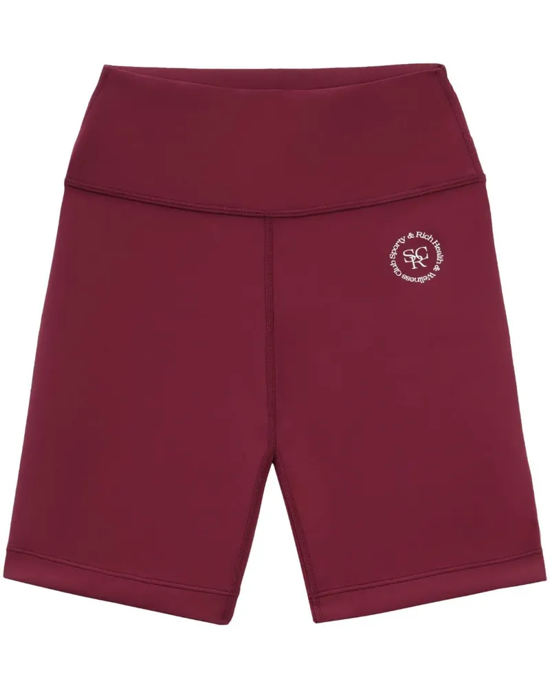 SPORTY & RICH Radlerhose mit Logo-Print - Rot Rot
