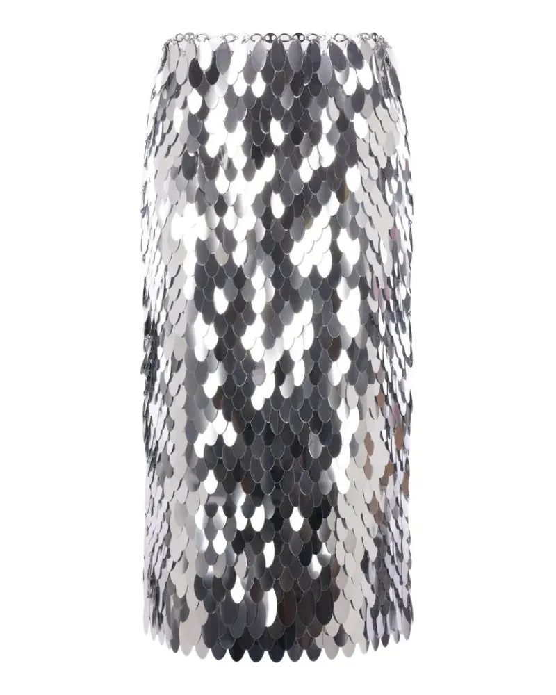 Paco Rabanne Minirock mit ovaler Scheibe und Kette - Silber Silber