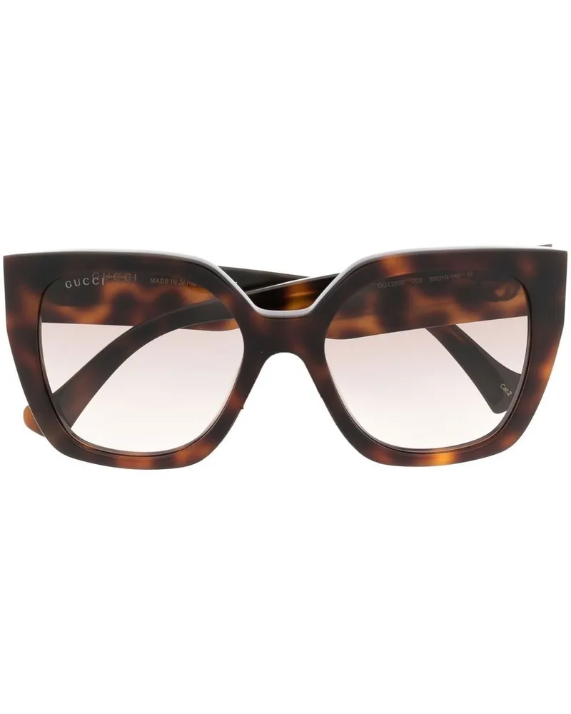 Gucci Eckige Sonnenbrille in Schildpattoptik - Braun Braun