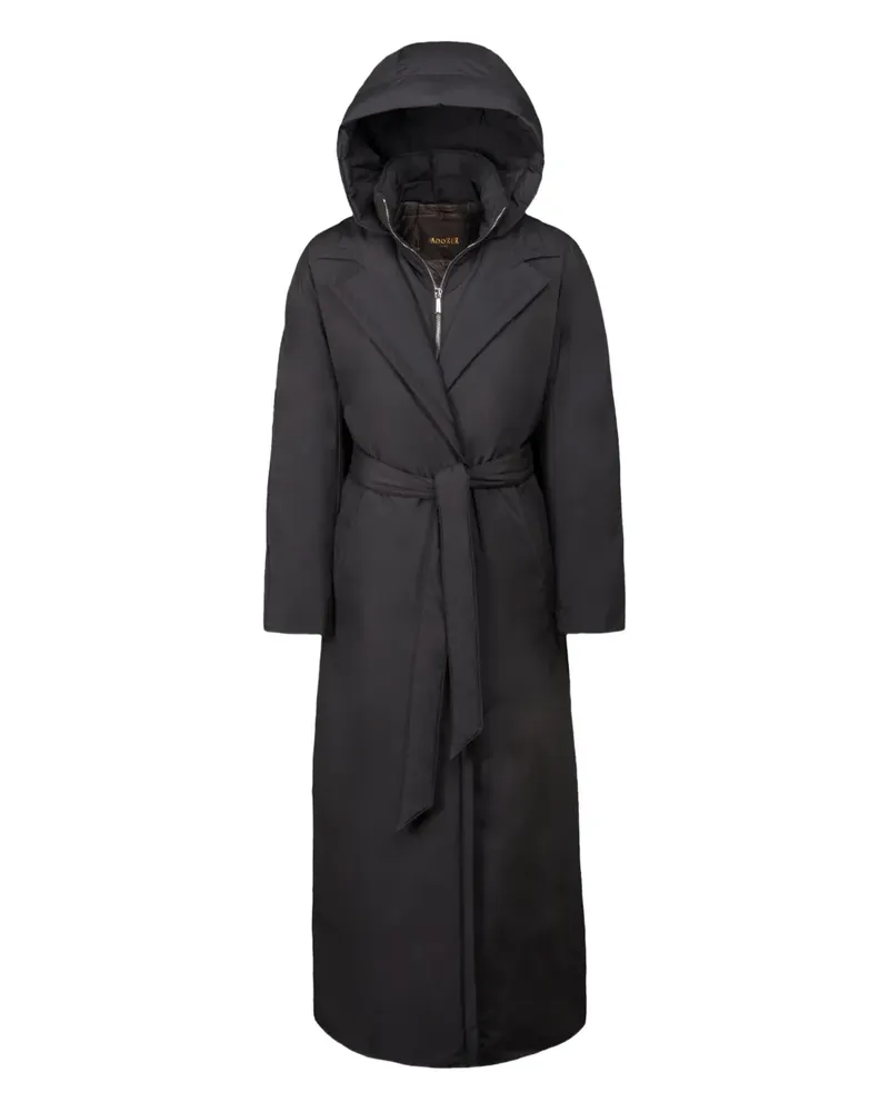 MOORER hooded belted coat - Schwarz Schwarz
