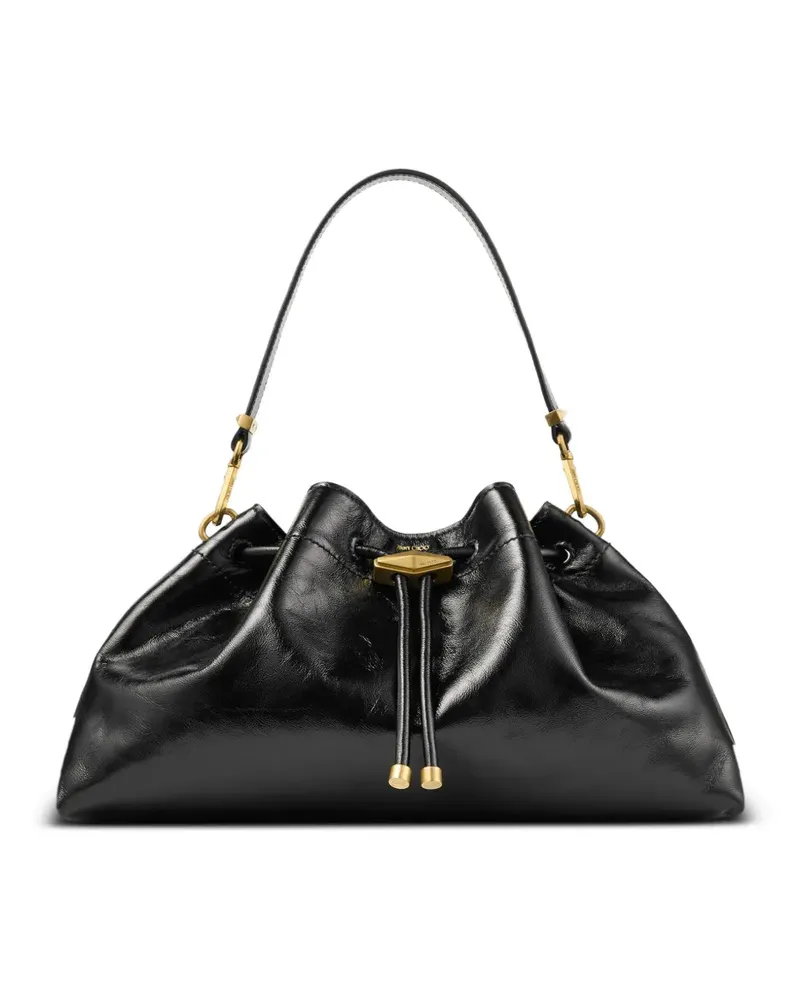 Jimmy Choo Mittelgroße Cinch Schultertasche mit Kordelzug - Schwarz Schwarz