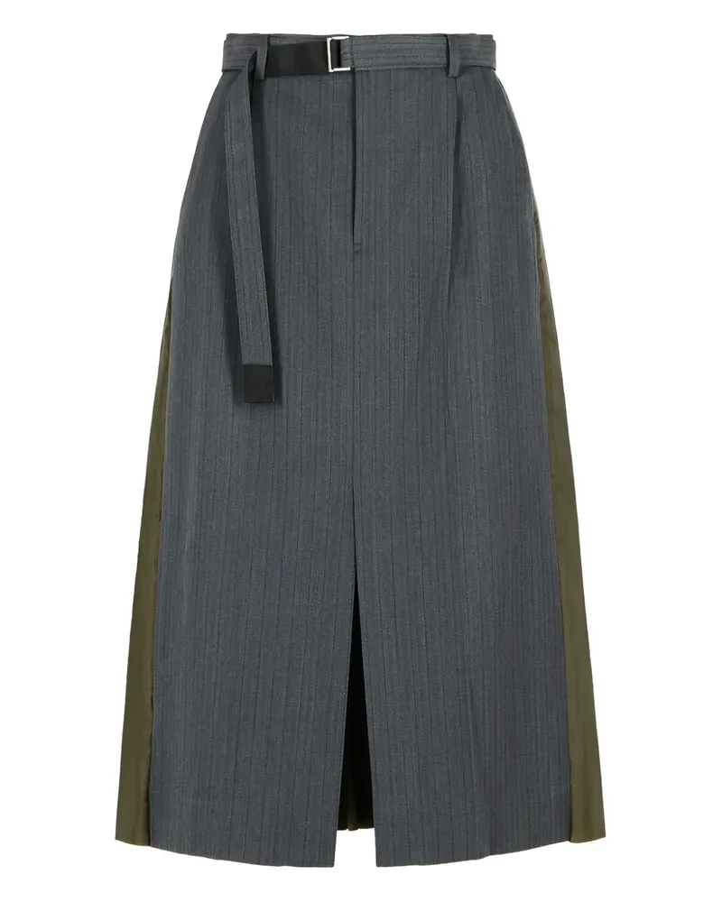 Sacai pinstripe-pattern pleated skirt - Grau Grau