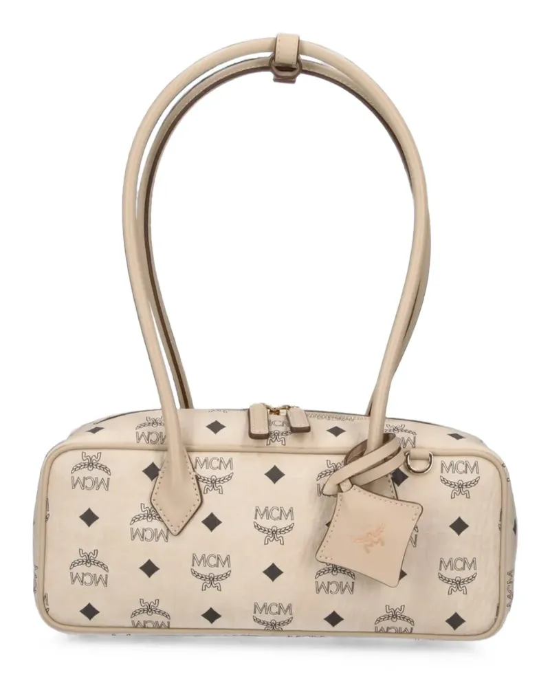 MCM Kleine Aren Schultertasche mit Monogramm-Print - Nude Nude
