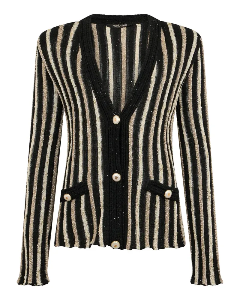 Roberto Cavalli striped-pattern button-up cardigan - Schwarz Schwarz