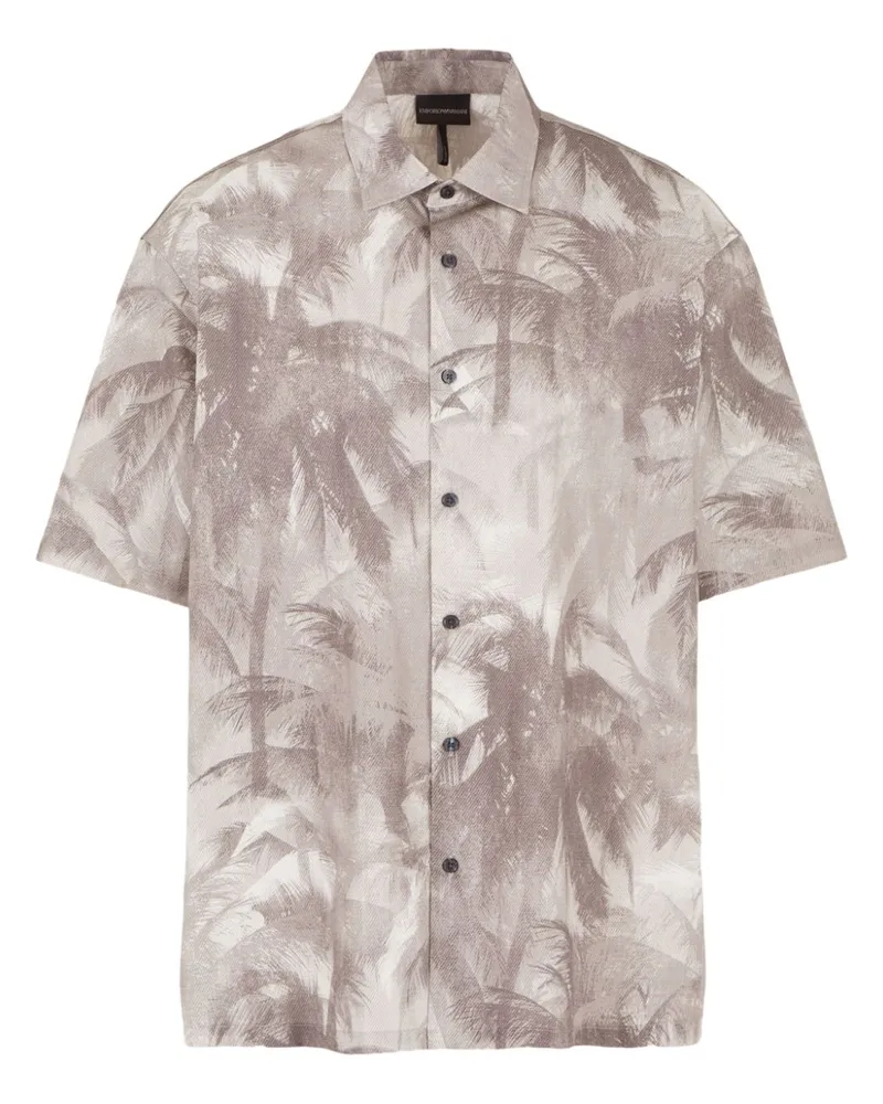 Emporio Armani Hemd mit Palmen-Print - Grau Grau