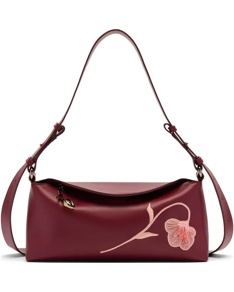 Erdem Bloom embroidered leather East West bag - Rot Rot