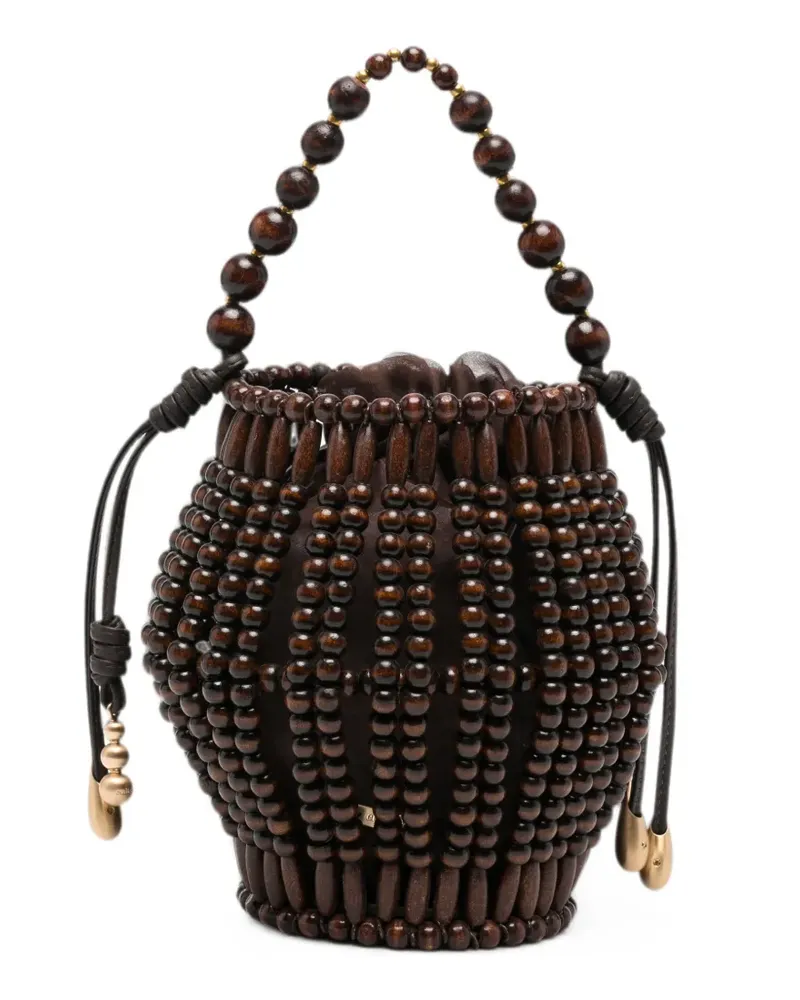 Cult Gaia Lanterna beaded top-bucket bag - Braun Braun