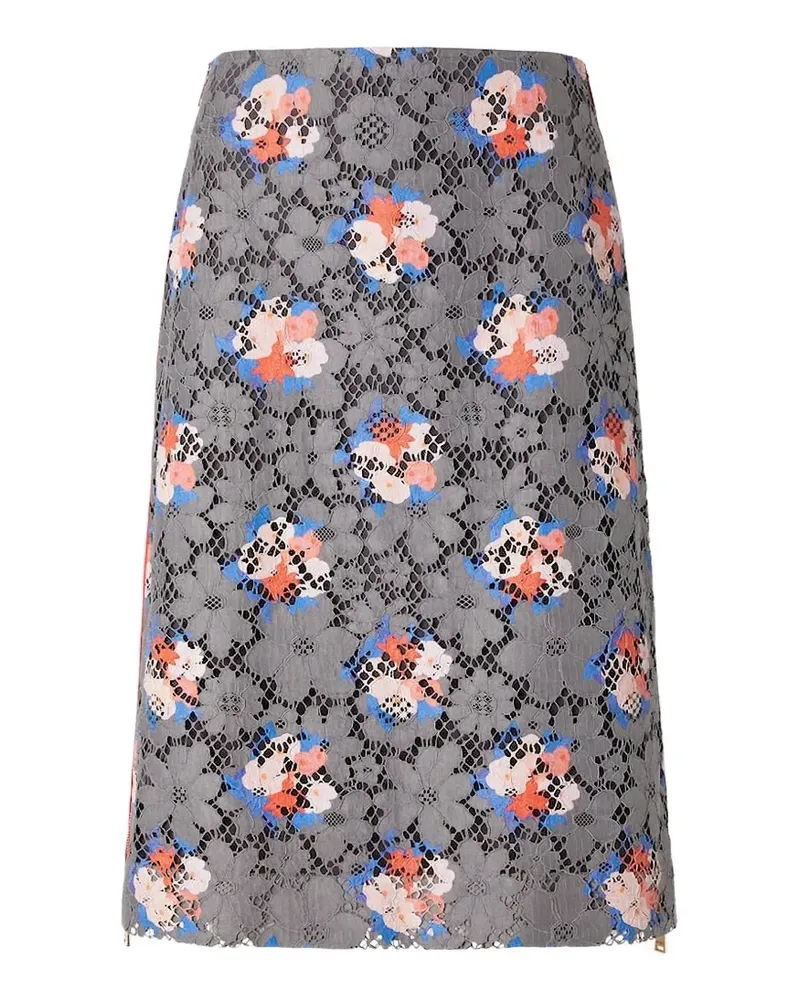 Fendi Midirock mit Blumenmuster und Spitze - Grau Grau
