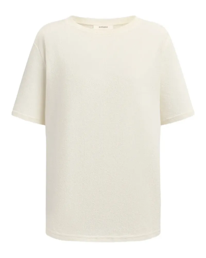12 STOREEZ Strukturiertes T-Shirt - Nude Nude