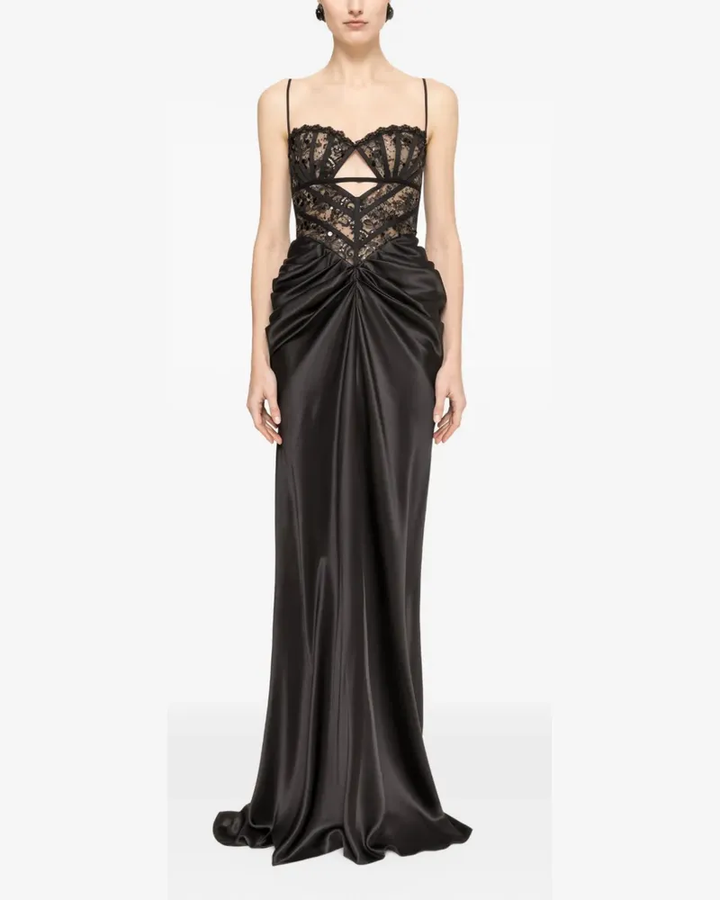NISSA Maxikleid mit Spitzeneinsätzen - Schwarz Schwarz