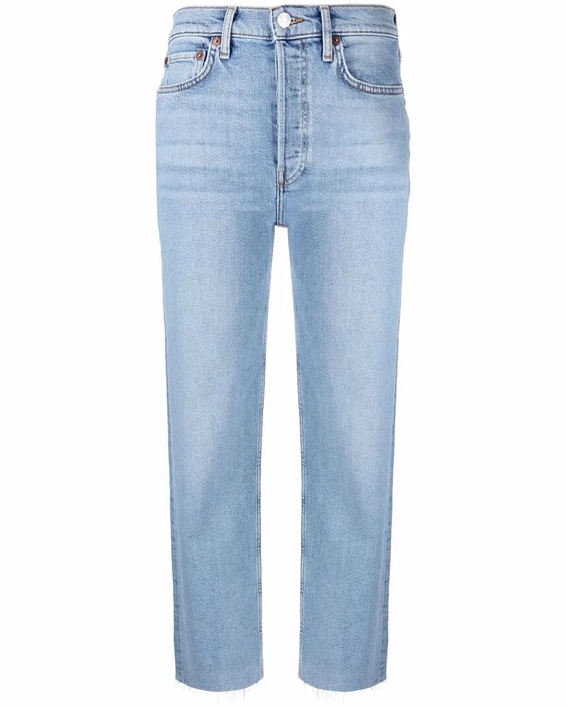 RE/DONE Halbhohe Straight-Leg-Jeans - Blau Blau
