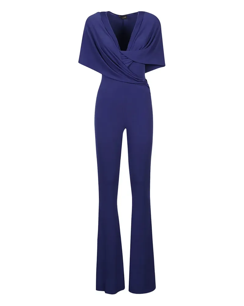 ANDAMANE Ausgestellter Jumpsuit mit drapiertem Kragen - Blau Blau