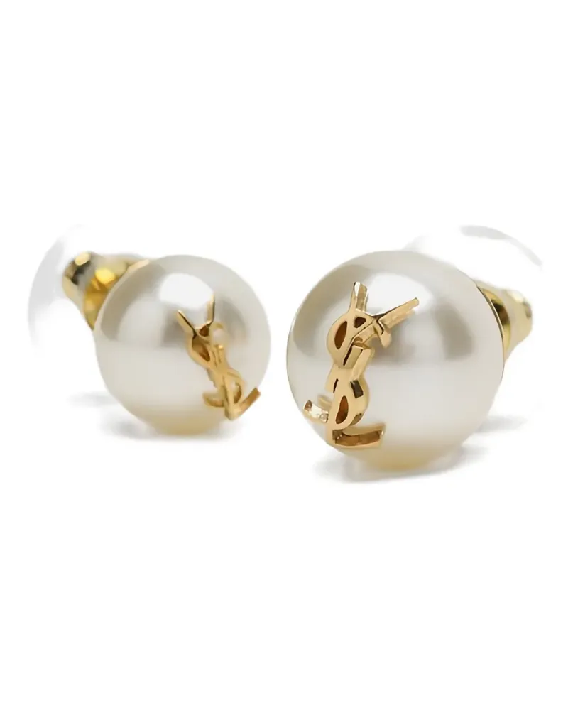 Saint Laurent Cassandre Ohrringe mit Perlen - Nude Nude