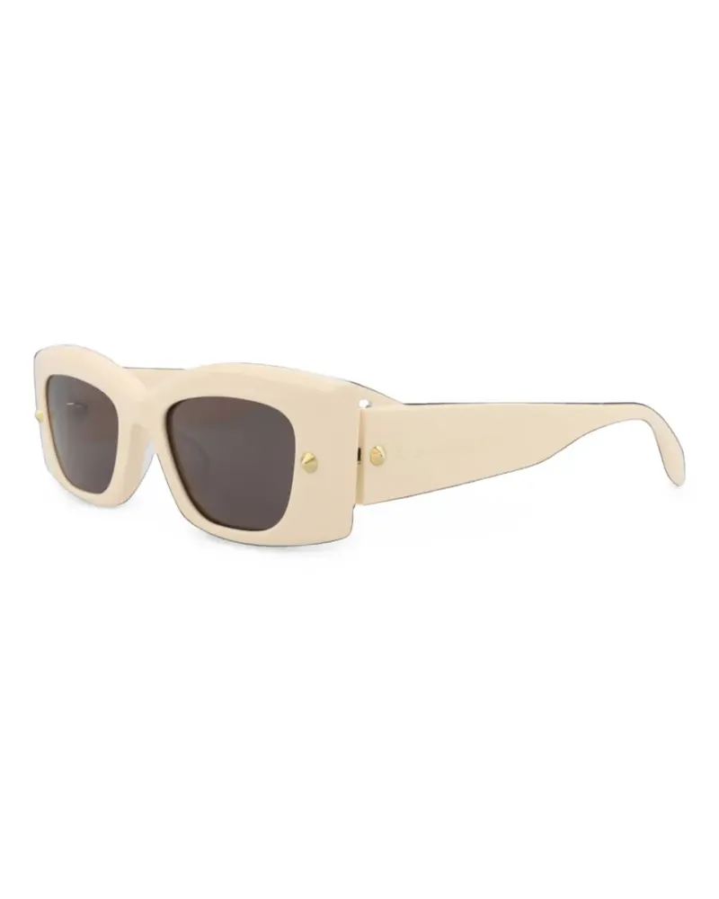 Alexander McQueen spike-stud rectangle-frame sunglasses - Nude Nude
