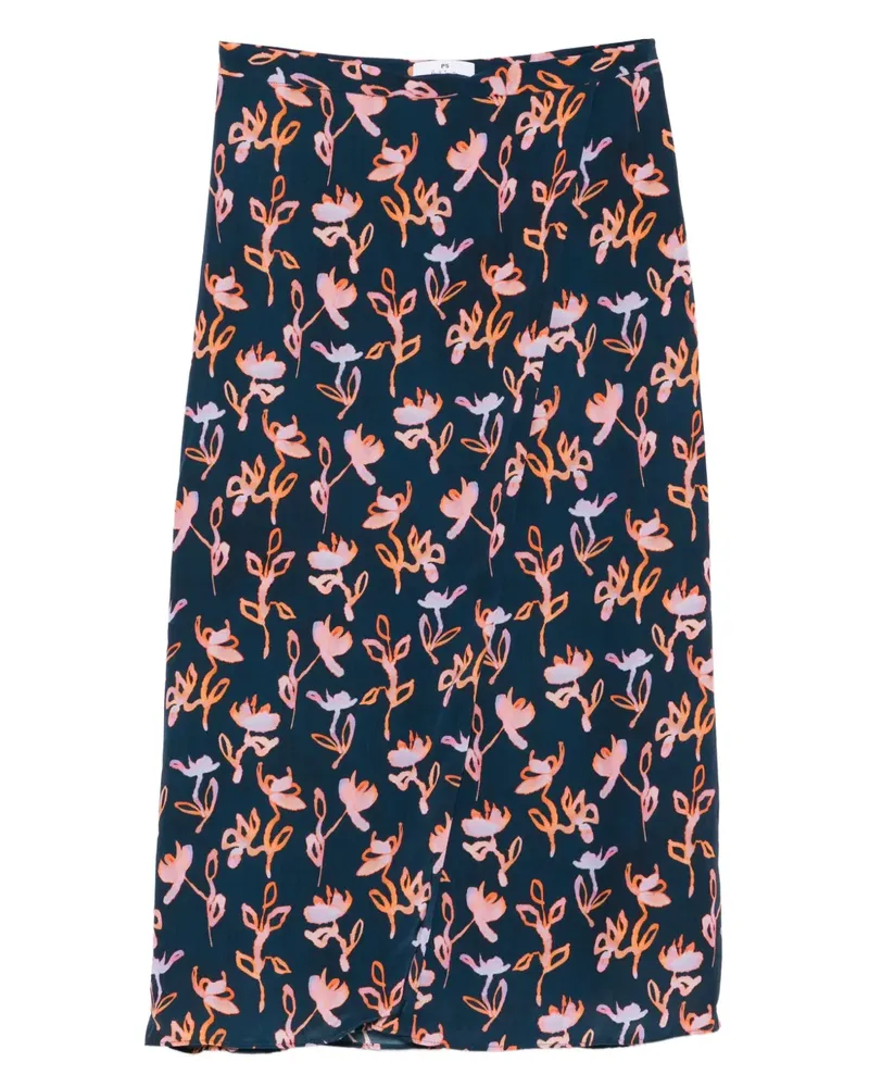 Paul Smith Midirock mit Blumen-Print - Blau Blau