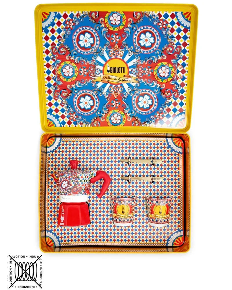 Dolce & Gabbana x Bialetti Moka Espresso-Set mit Carreto-Print - Rot Rot