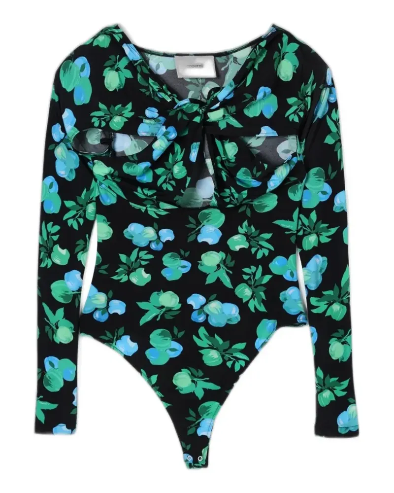 COPERNI floral-print cut-out bodysuit - Schwarz Schwarz