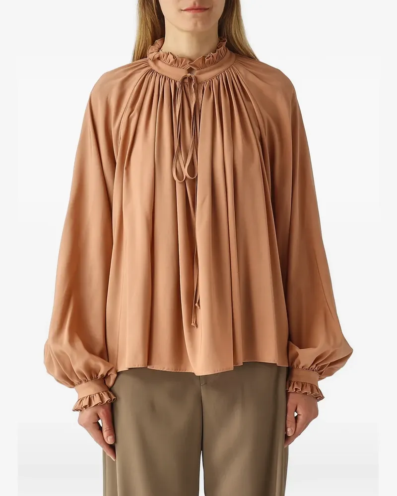 PT TORINO Bluse mit Rüschenbesatz - Nude Nude