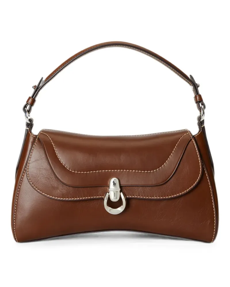 Ralph Lauren contrast-stitch calf leather shoulder bag - Braun Braun