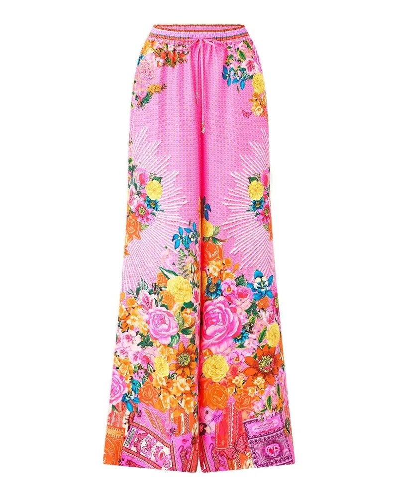 Camilla Illustration nation floral printpalazzo pants - Rosa Rosa