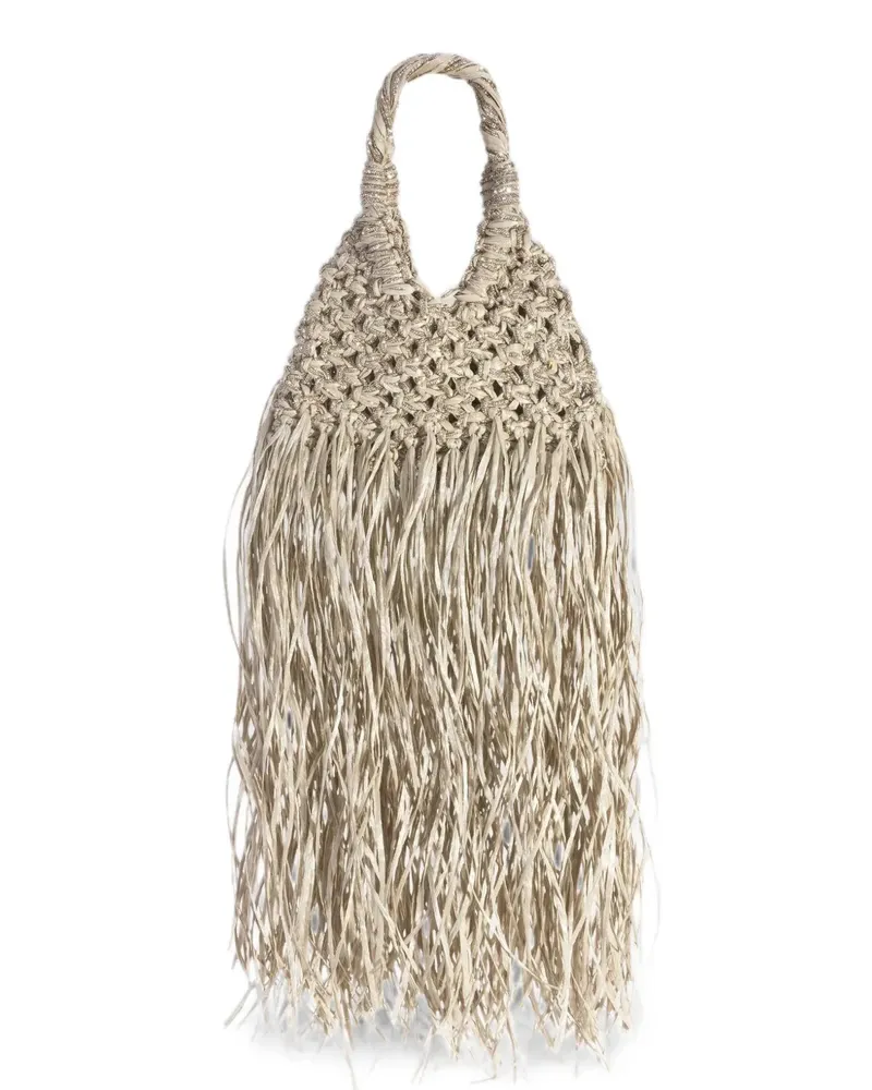 HIBOURAMA Vannifique crystal-embellished fringed shoulder bag - Nude Nude