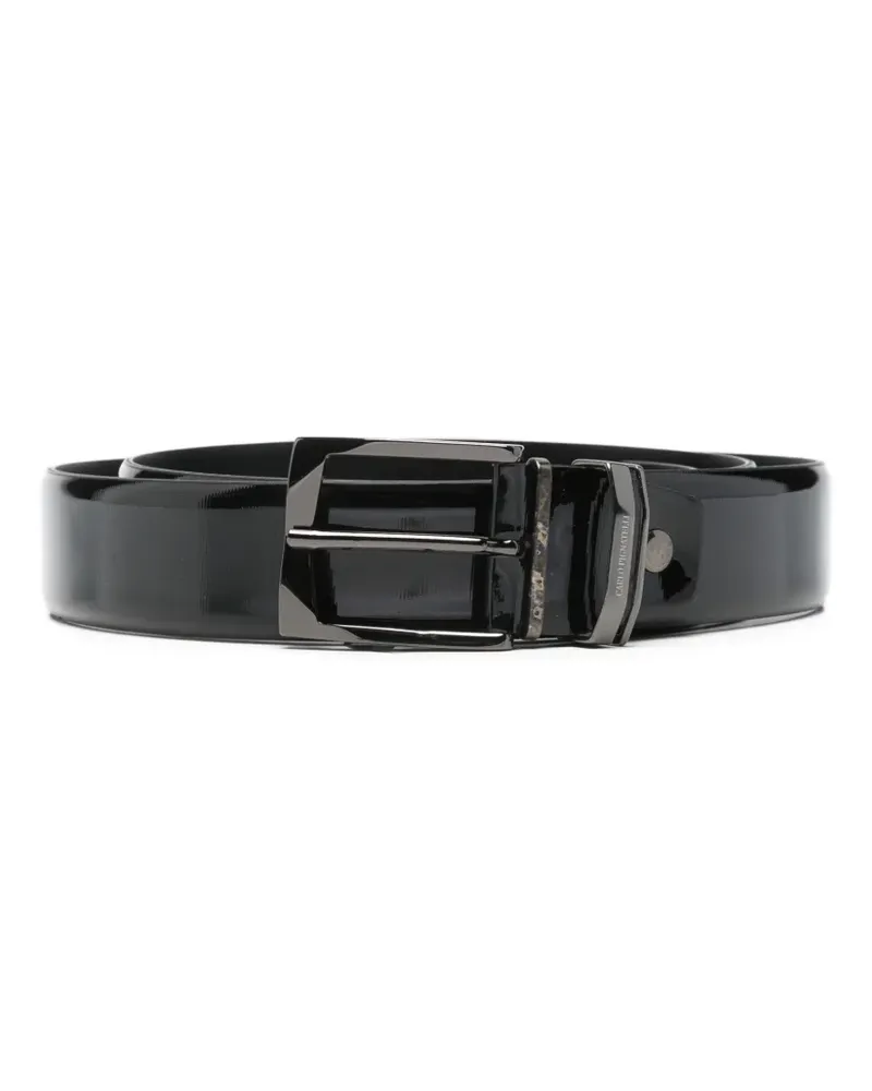 Carlo Pignatelli Schnallengürtel in Lackoptik - Schwarz Schwarz