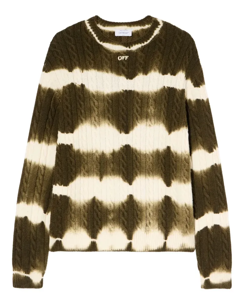 OFF-WHITE cable-knit tie-dye crewneck - Grün Grün