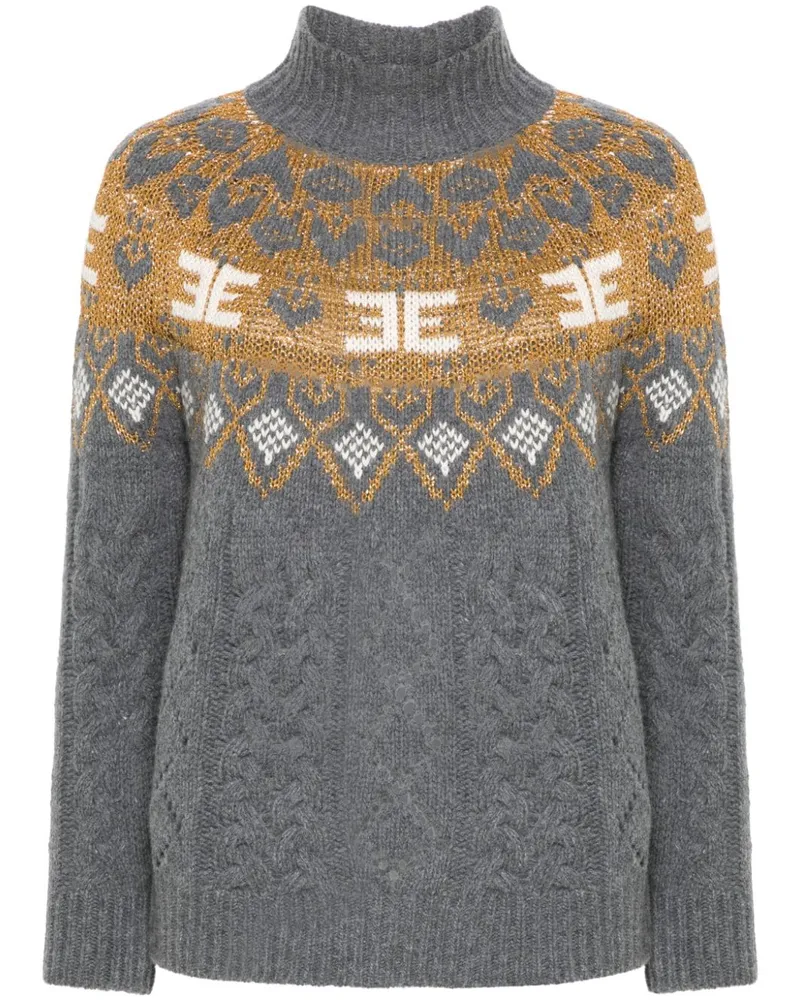 Ermanno Scervino Pullover mit Intarsienmuster Grau