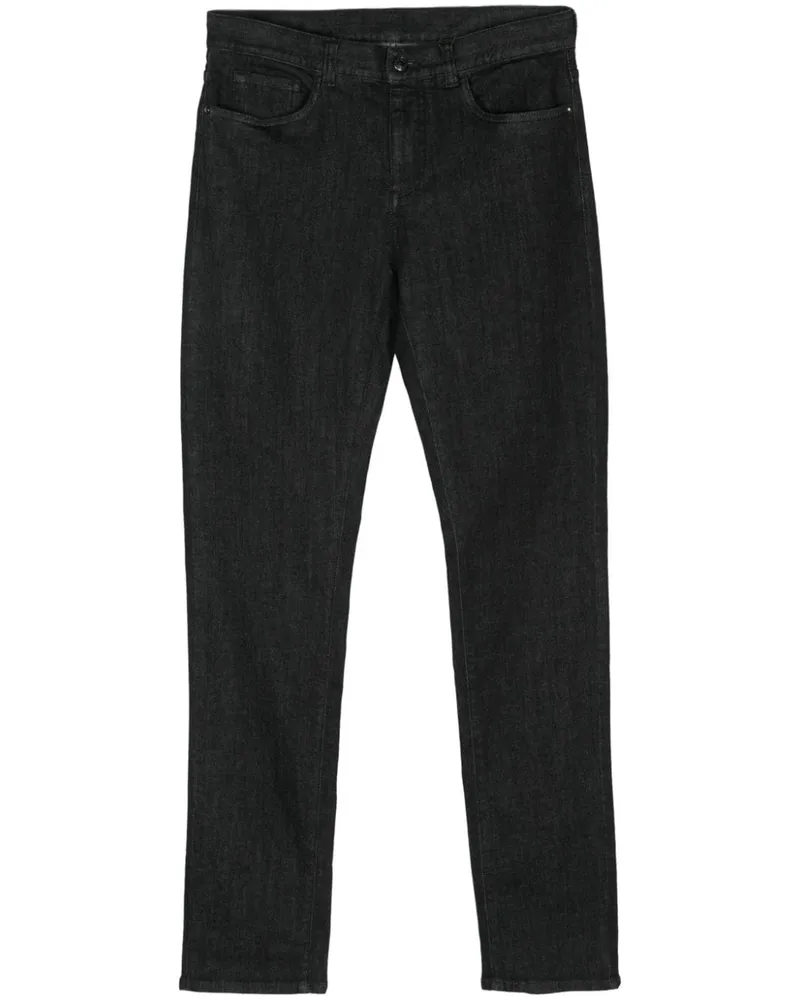 Canali Slim-Fit-Jeans mit Logo-Patch Schwarz