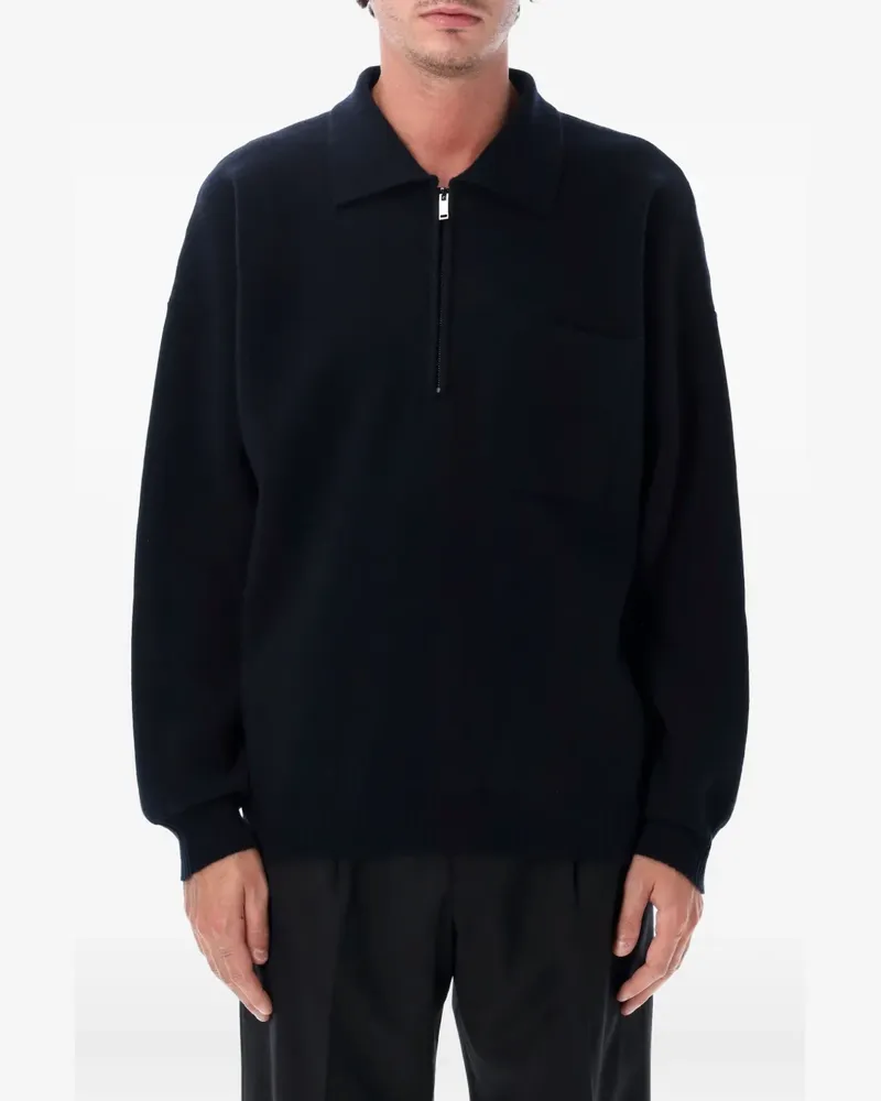 Roberto Collina quarter-zip chest-pocket sweater - Blau Blau