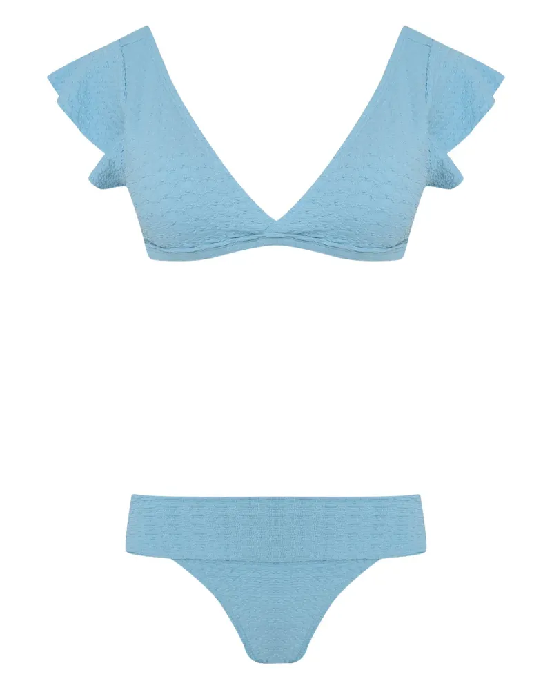 BRIGITTE V-neck ruffled-sleeve bikini - Blau Blau