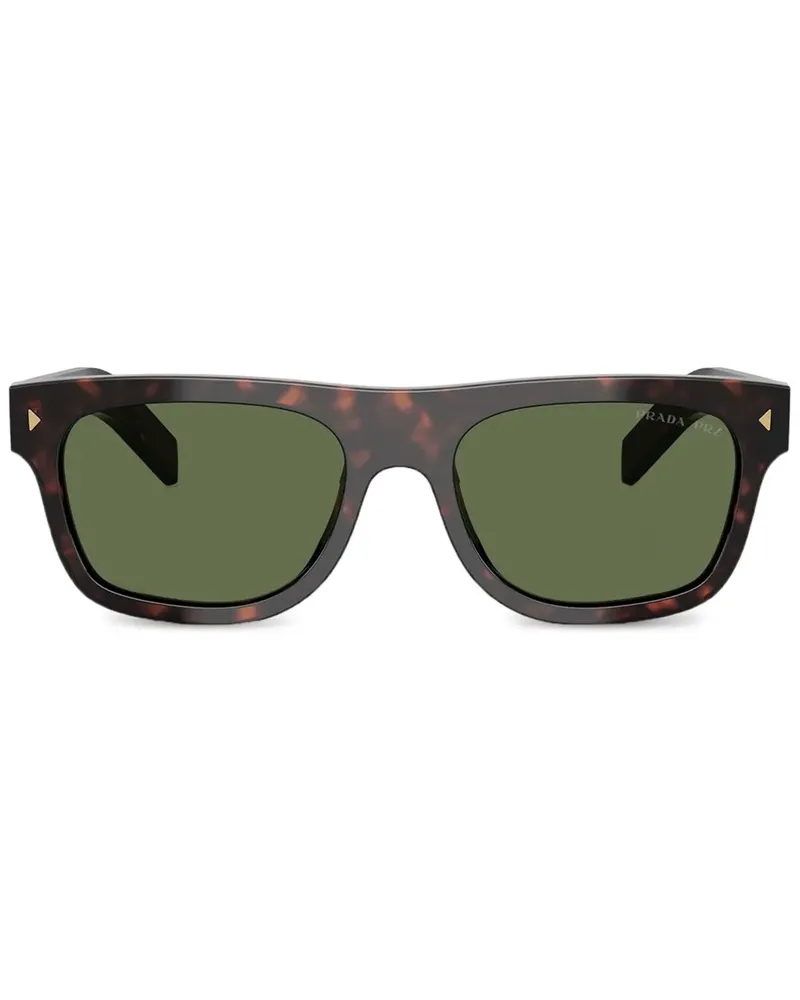 Prada Sonnenbrille mit Metall-Schild - Braun Braun