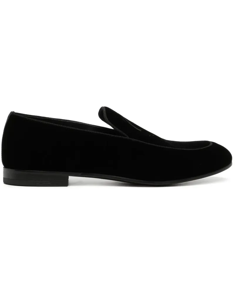 Giorgio Armani embroidered-logo detail loafers - Schwarz Schwarz