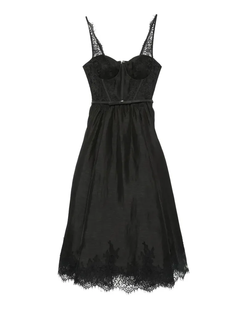 Zimmermann Valiant Midikleid mit Spitzenbesatz - Schwarz Schwarz