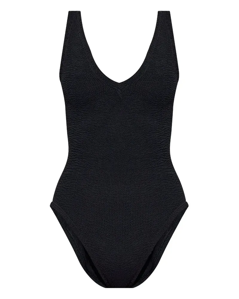 Hunza G Sadie Seersucker-Badeanzug - Schwarz Schwarz