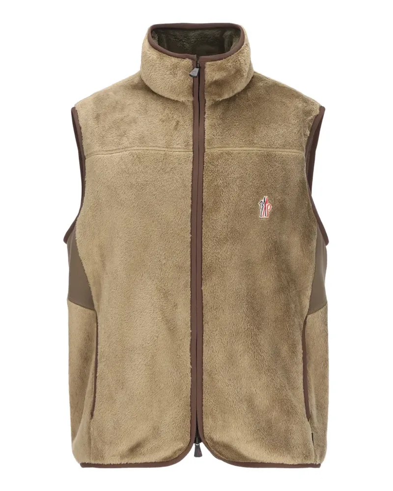 Moncler Fleeceweste mit Logo-Patch - Nude Nude