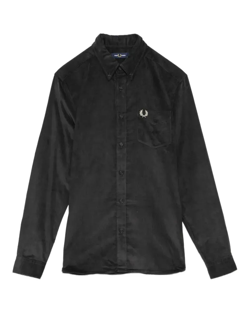 Fred Perry logo-embroidered corduroy shirt - Grau Grau