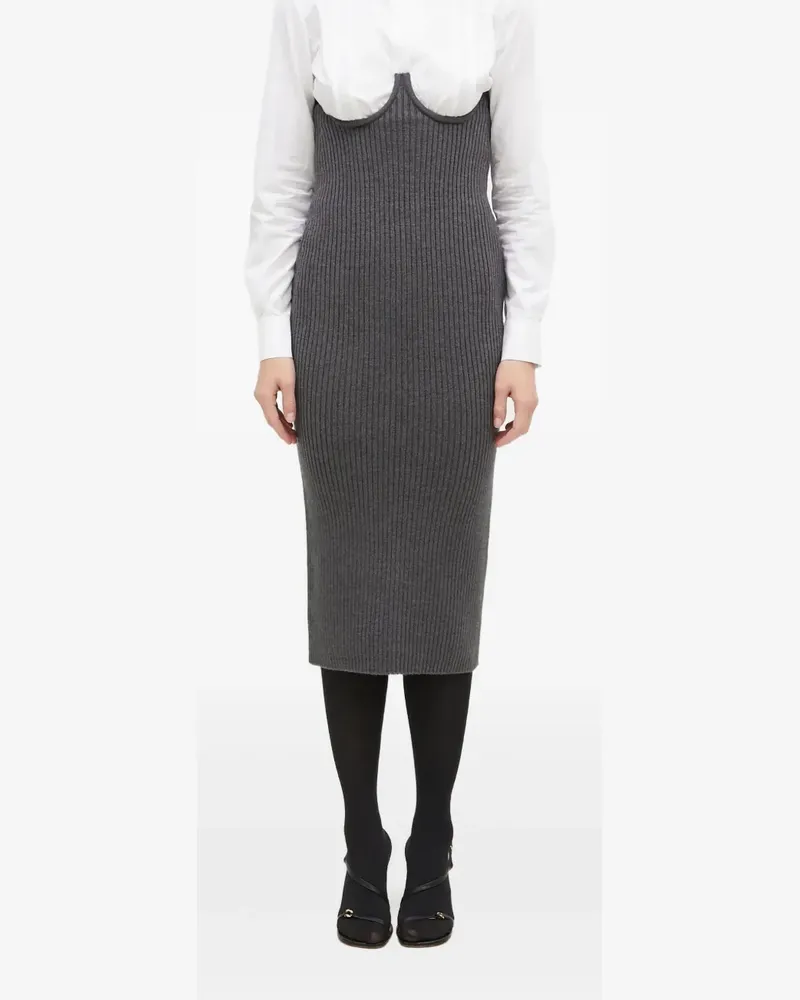 SPORTMAX Gerippter Rock - Grau Grau
