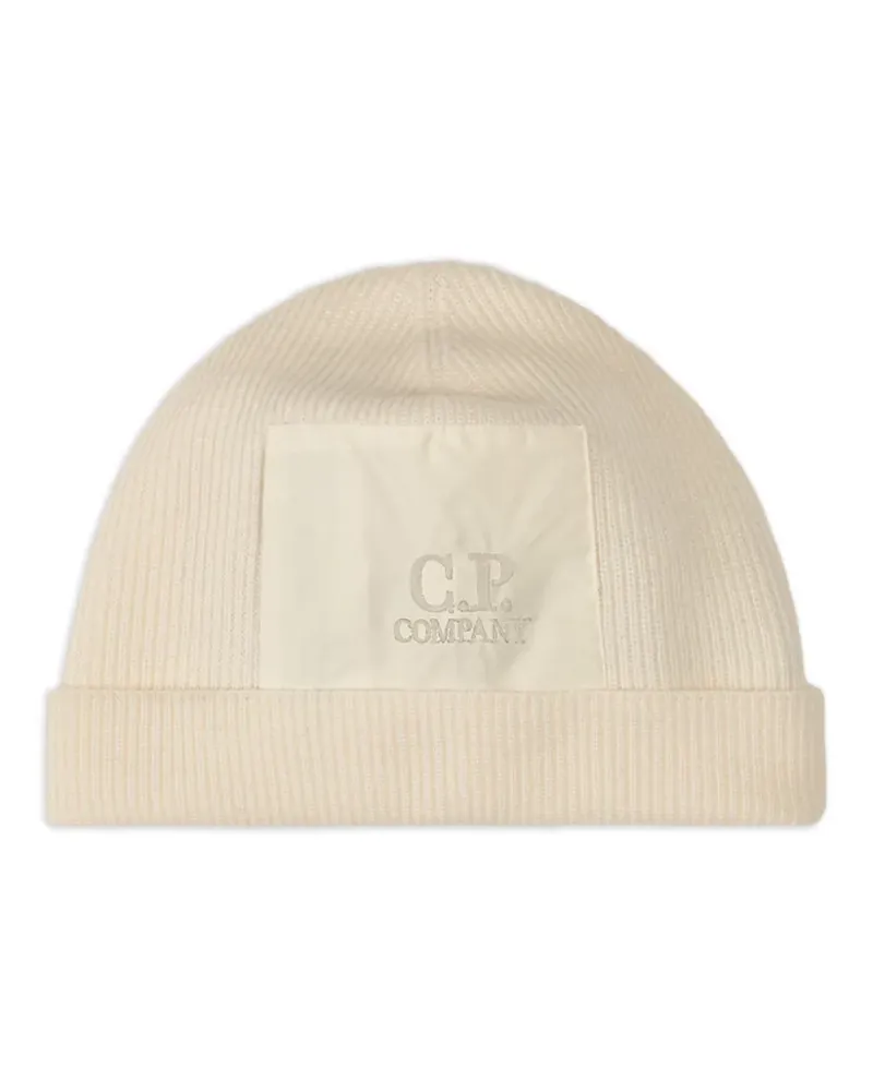 C.P. Company Gerippte Beanie mit Logo-Patch - Nude Nude