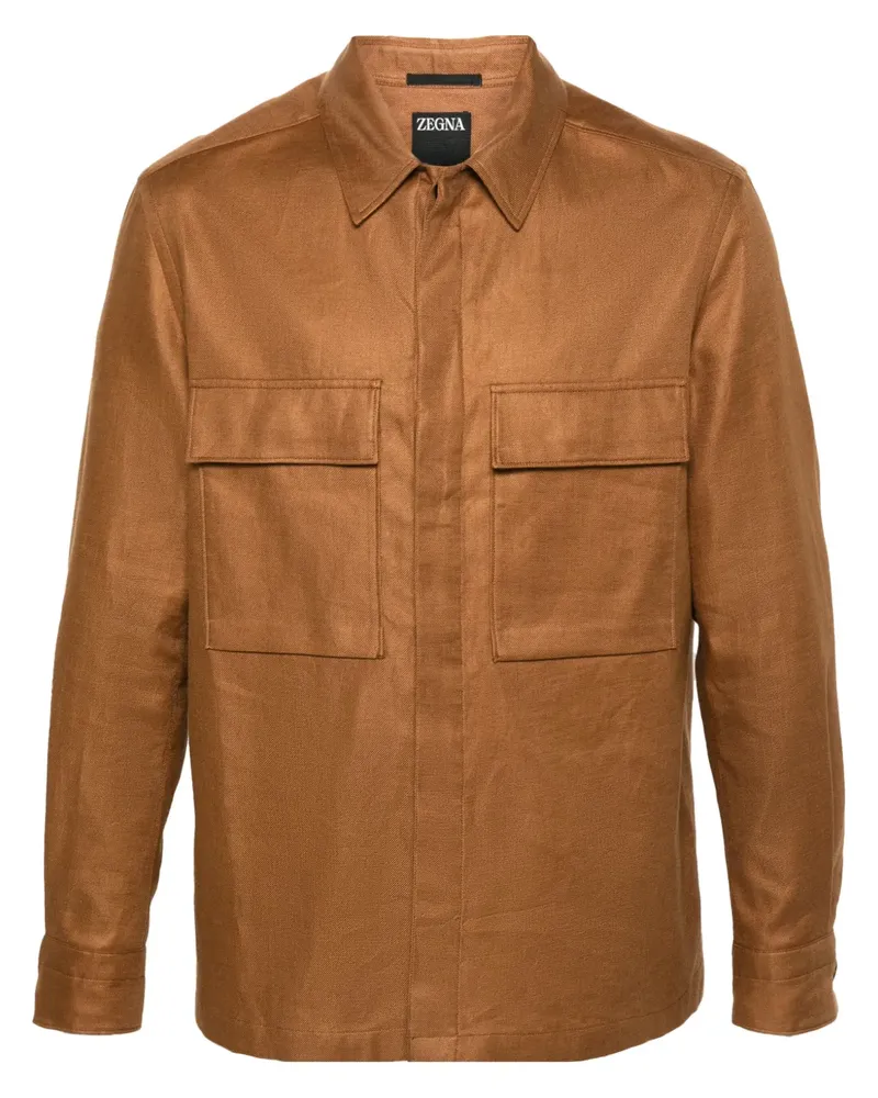 Ermenegildo Zegna Hemdjacke aus Leinen - Braun Braun