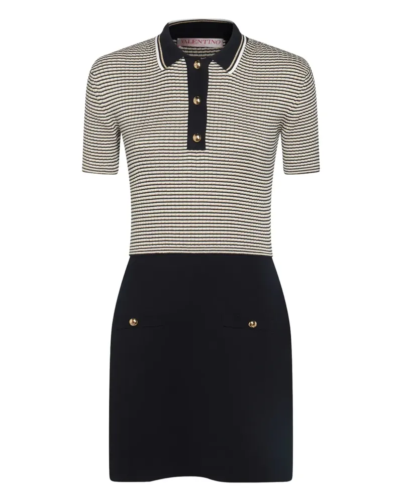 Valentino Garavani Gestreiftes Poloshirt-Minikleid - Schwarz Schwarz