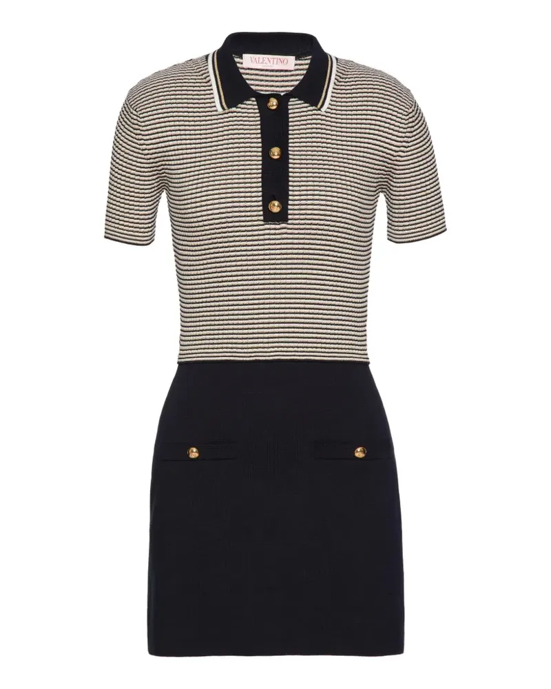 Valentino Garavani Gestreiftes Polokleid - Schwarz Schwarz