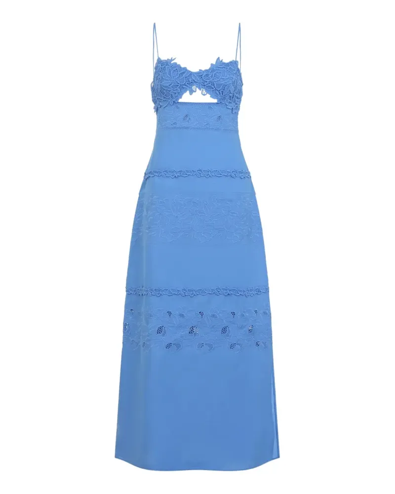 Ermanno Scervino lace-trimmed cut-out midi dress - Blau Blau