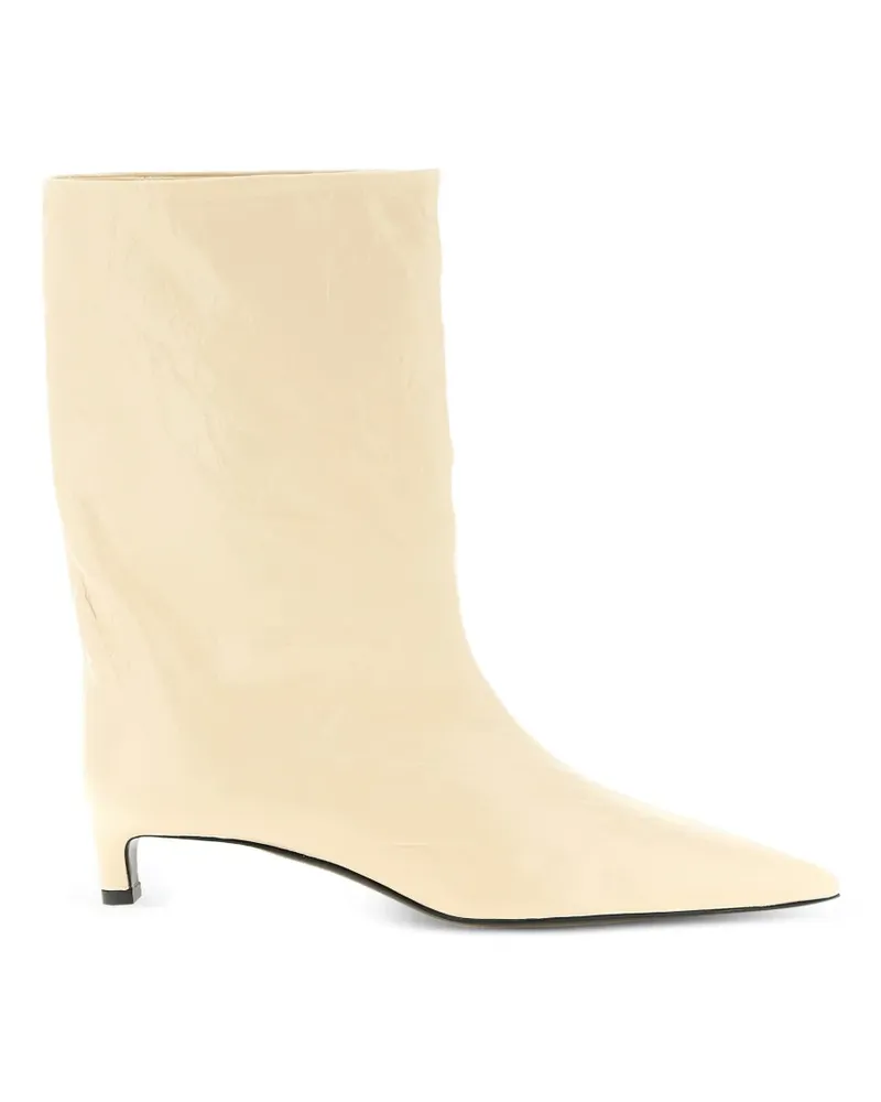 Jil Sander craquelé pointed leather ankle boots - Nude Nude