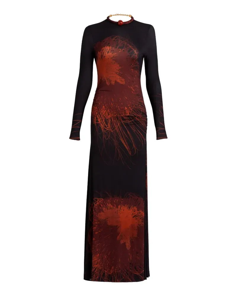 Silvia Tcherassi Gabbice graphic-print ruched maxi dress - Blau Blau