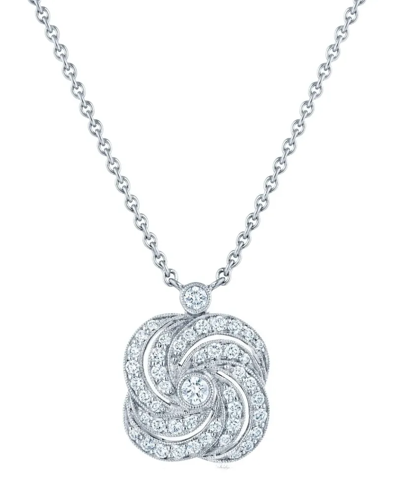 KWIAT 18kt Splendor Clover Swirl Weißgoldhalskette mit Diamantanhänger - Silber Silber